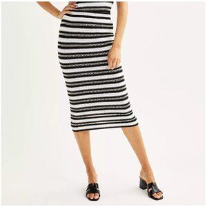 Women's Nine West Knit Pencil Skirt in Lurex Stripe Black Size XXL NWT